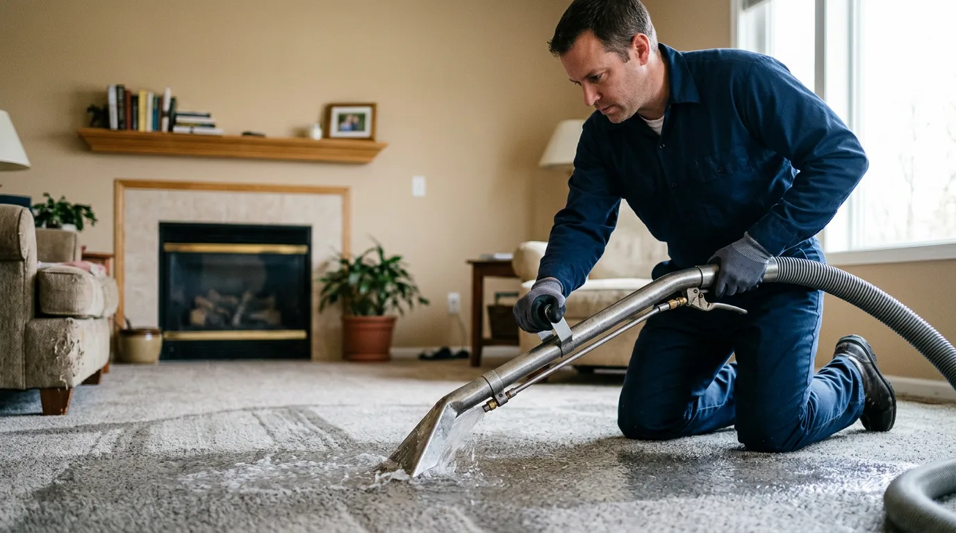 Water damage restoration technician working near Lawton, IA